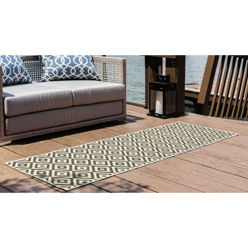 Geometric Indoor / Outdoor Area Rug, Runner 61 x 244cm