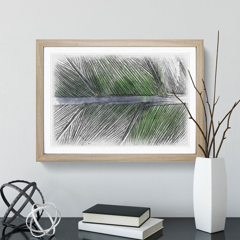 Leaf Detail - Picture Frame Drawing, 27cm H x 36cm W x 2cm D, Oak Framed