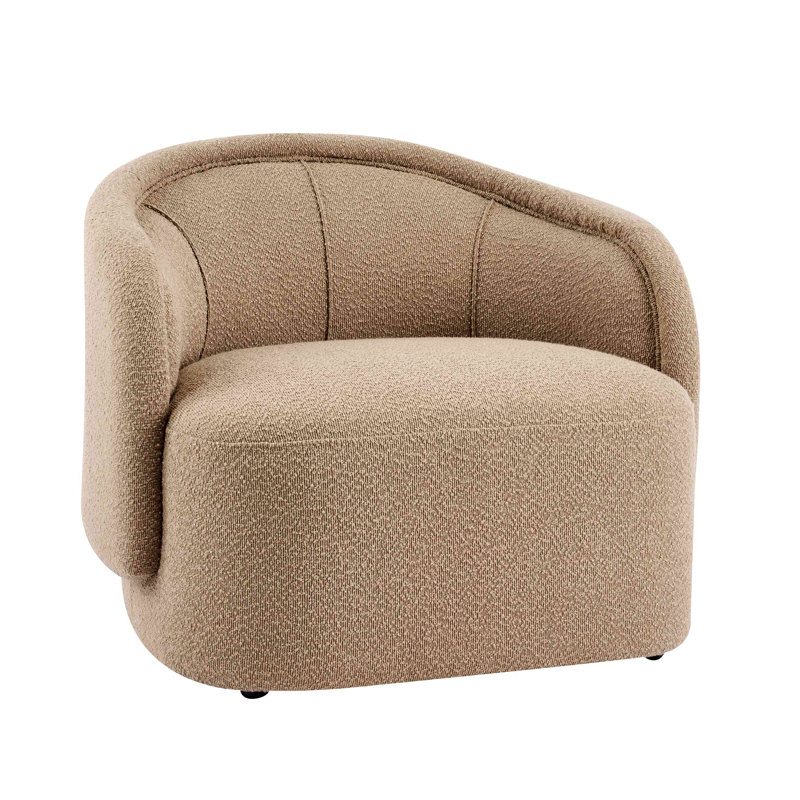 Amanda Curved Boucle Accent Chair, Espresso Boucle