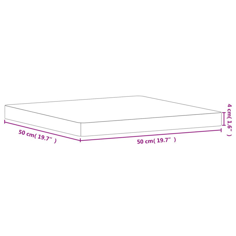 Vidaxl Table Top Square Solid Wood Beech, Brown, 50cm H x 50cm W x 4cm D