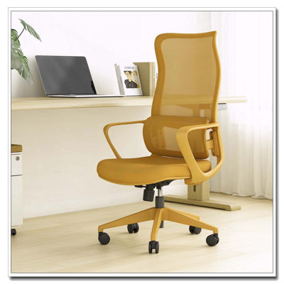 Chaise de bureau ergonomique en maille à haut dossier avec support lombaire réglable
