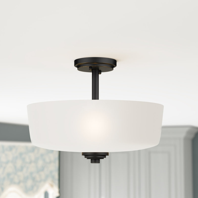 Pitman Semi Flush Mount, Matte Black