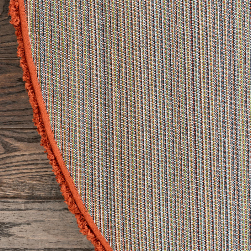 Tapis noir de jais Santoshi, Rond 7 pi 1 po, Terracotta