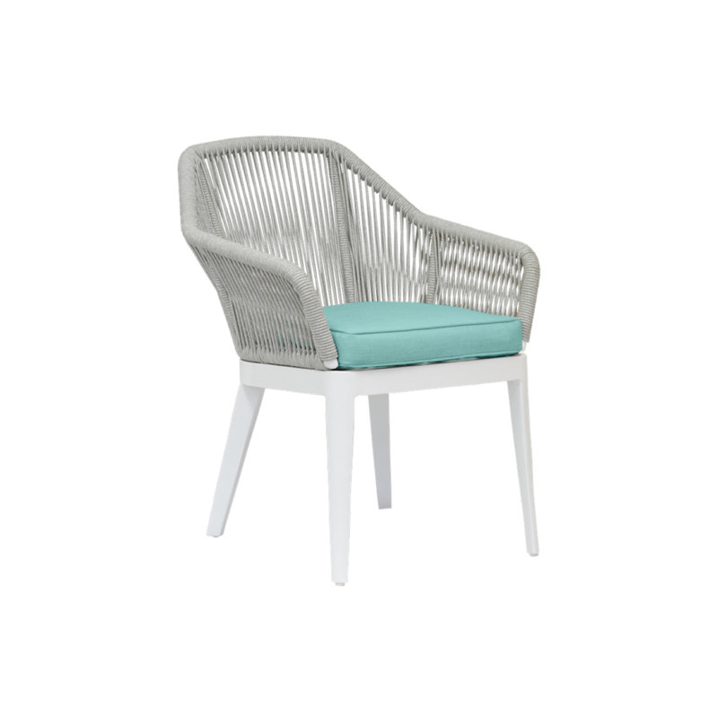 Miami Outdoor Dining Armchair, Dupione Celeste Sunbrella®