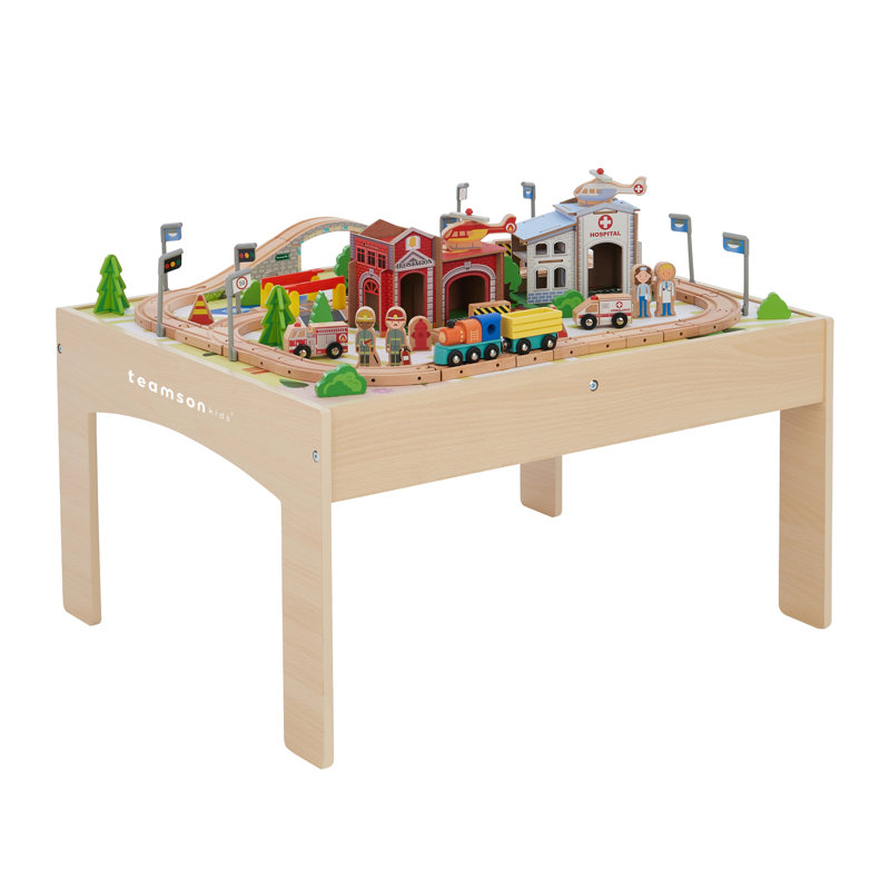 Teamson Kids Preschool Play Lab Kids 85-pc. Train Table & Town Playset, Wood