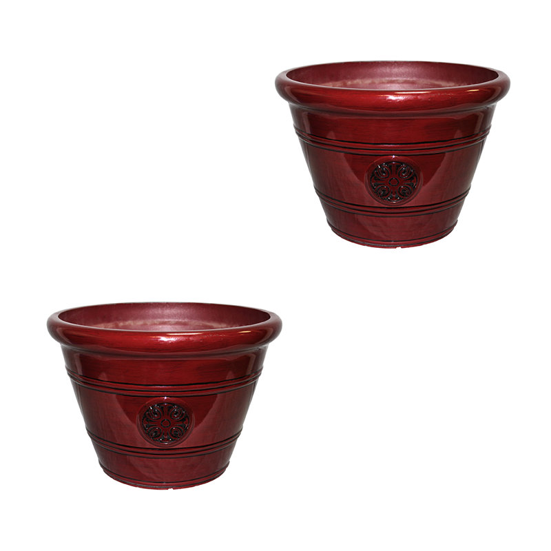 Pot à fleurs 12 po Modesto, finition Oxblood, paquet de 2