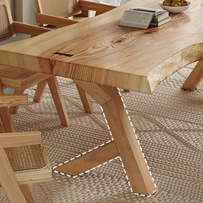Modern simple rectangular solid wood table set