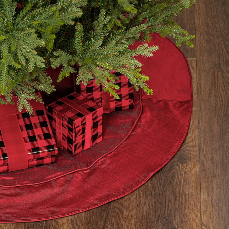 Burgundy Polyester 54" Christmas Tree Skirt with Tie Closures