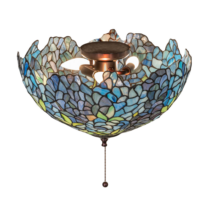 16" Wide Tiffany Wisteria Fan Light Fixture