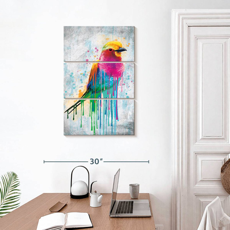 Brampt Lilac-Breasted Roller Paint Drip, 32" H x 20" W
