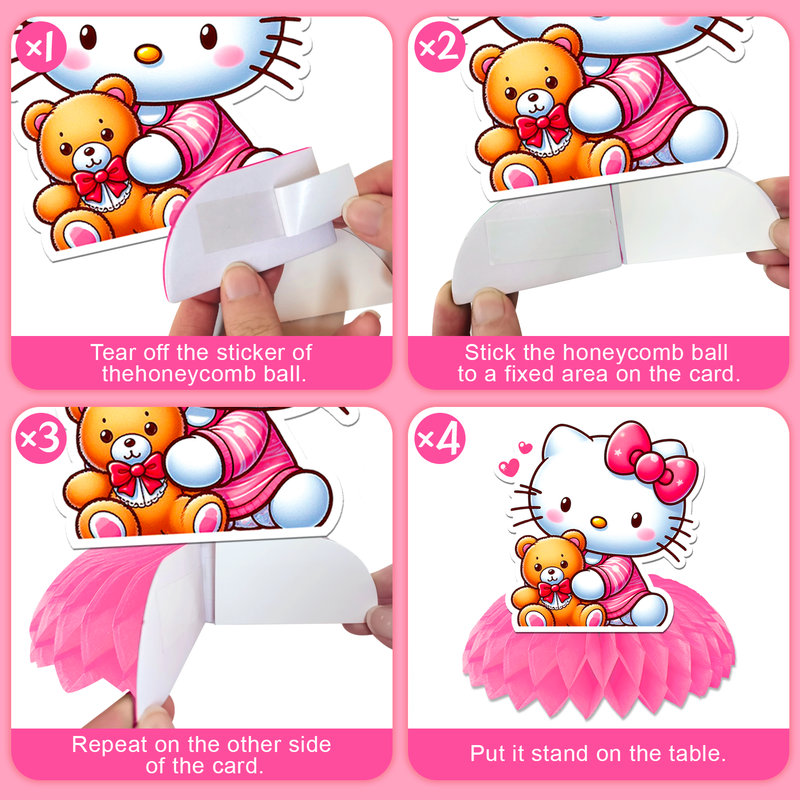 Hello Kitty Honeycomb Centerpieces for Birthday,9pcs Hello Kitty Centerpieces