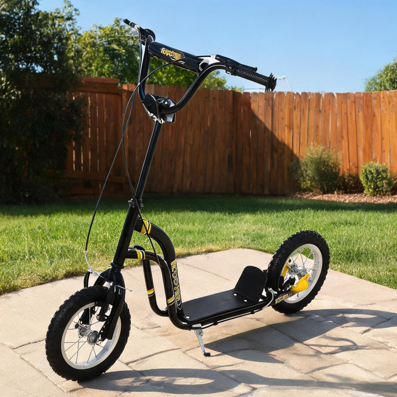 Scooters pour enfants avec acier noir et caoutchouc et 47,2 x 22,8 x 33,5 po, conception réglable pour l'espace extérieur