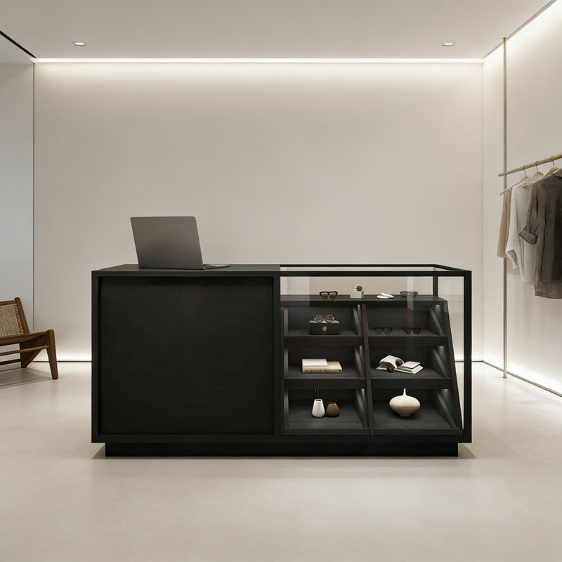 Vitrine rectangulaire moderne en bois noir