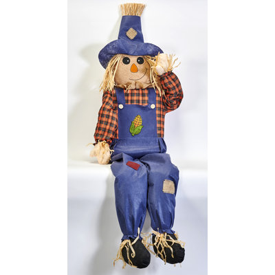 60" Fall Harvest Sitting Scarecrow, Porch Decoration or Yard or Home