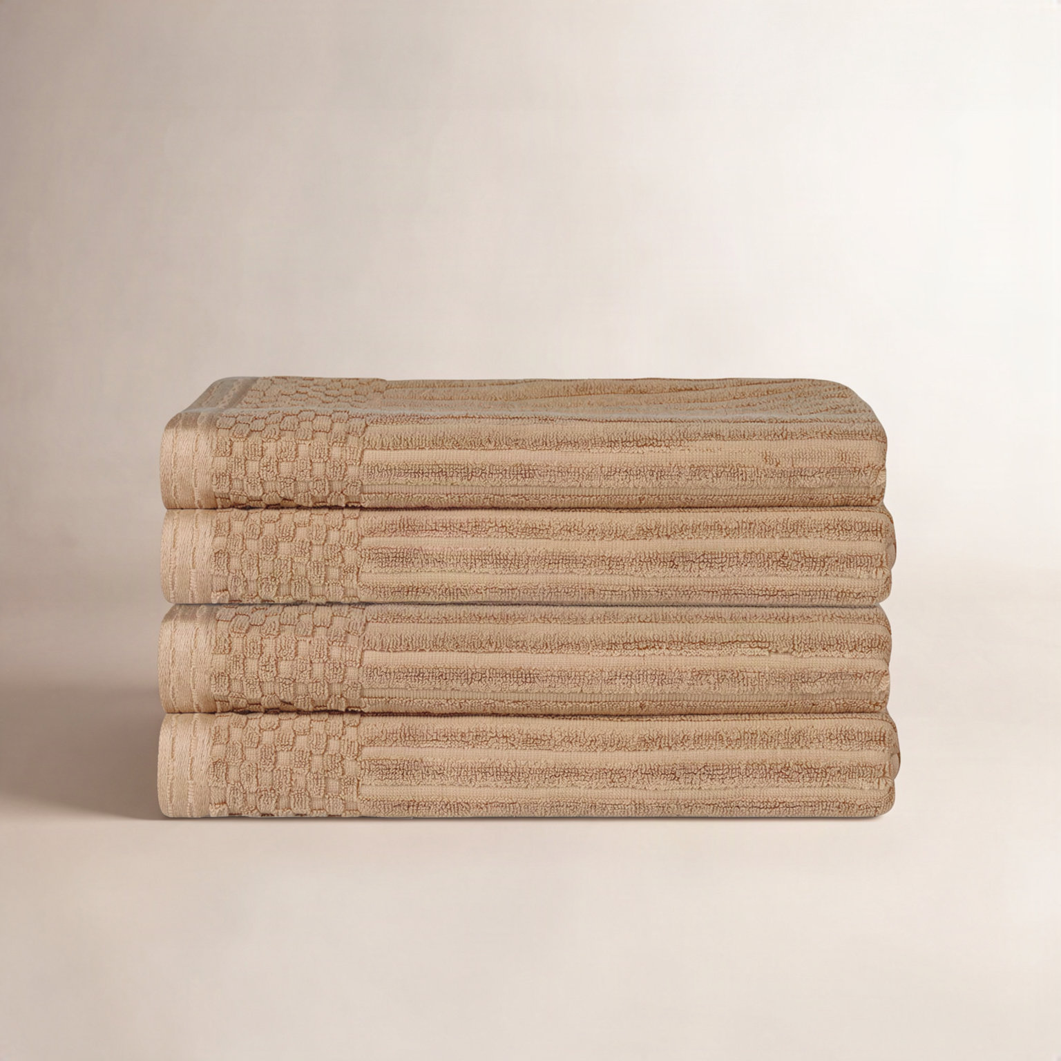 Ribbed Cotton Bath Towel, Coffee