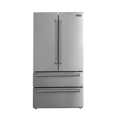 KUCHT Professional 36 in. 22.5 cu. ft. Counter Depth Freestanding French Door Refrigerator in Stainless Steel with Ice Maker