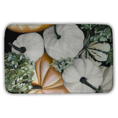 Fall pumpkins Bath Mat with Non-Slip Backing - Quick Dry Memory Foam Bathroom Rug - Absorbent - Modern Plush Spa-Style - Machine Washable