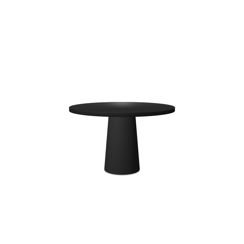 Container Round Solid Oak Dining Table, Black, 47.24" L x 47.24" W
