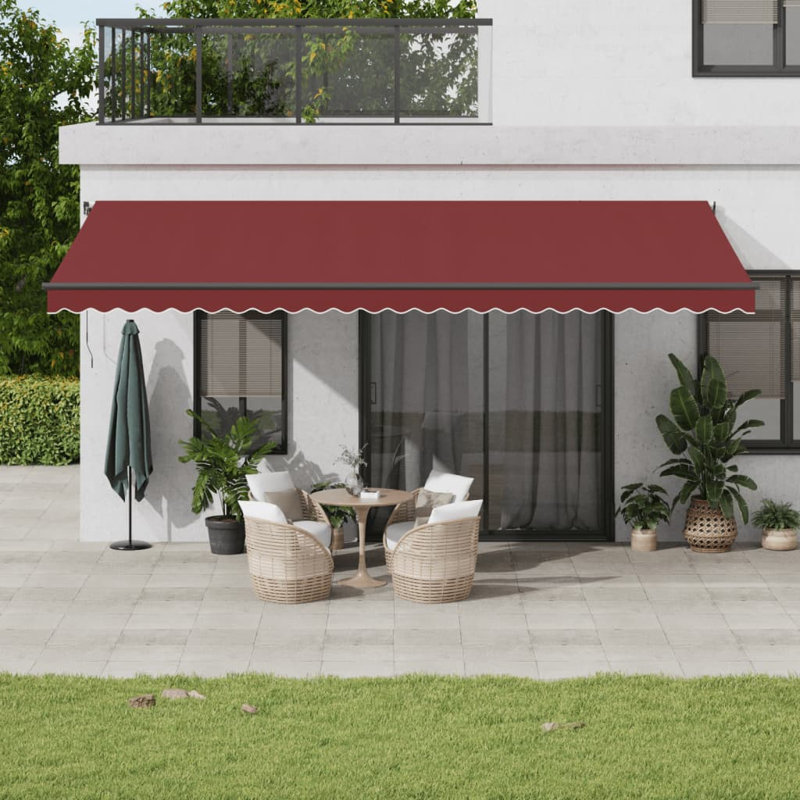 Dakota Fields Anthracite Cover Retractable Patio Awning, Red, 3.5m W x 6m L