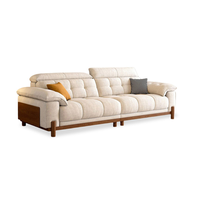 Canapé beige modulaire en chenille, H 40,55 po x l 110,24 po x P 39,37 po, Chenille beige