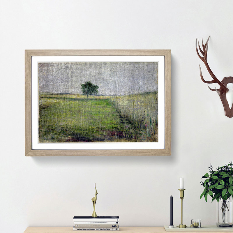 Trees in the Fields by Kuroda Seiki - Framed Print, 27cm H x 36cm W x 2cm D, Oak Framed