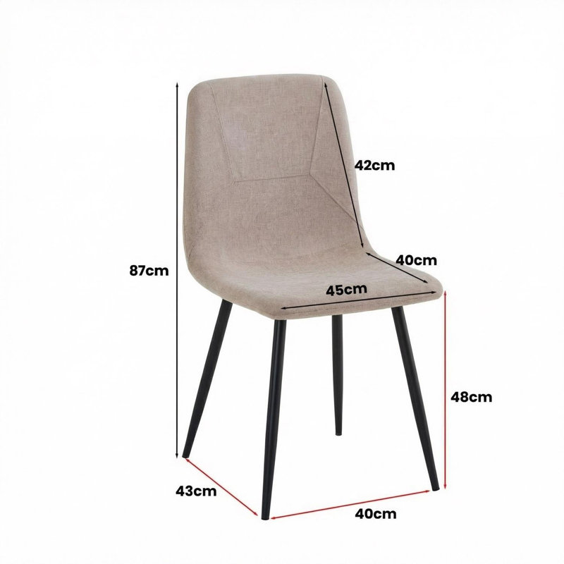 Fabric Upholstered Metal Side Chair in Brown, Light Brown, 2