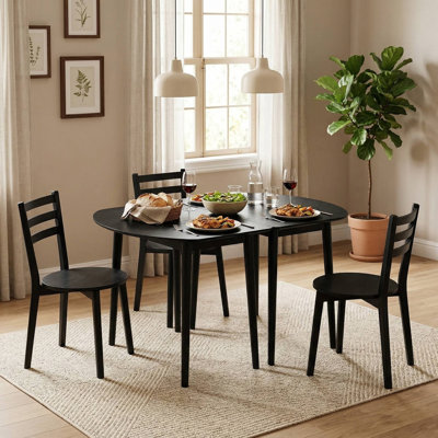 Modern Versatile Extendable Oval Dining Table Set For 4-6 Persons, Equipped With 2 Detachable Half-Round Extension Tables For Flexible Size Adjustment To Adapt To Daily Use
