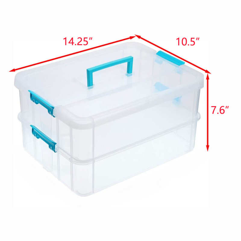 Clear Blue 2-Tier Stackable Storage Box with Handle