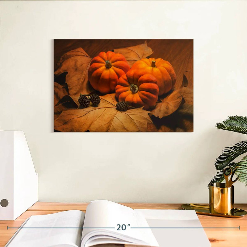 Yarlin Pine Cones And Pumpkins, 8" H x 12" W