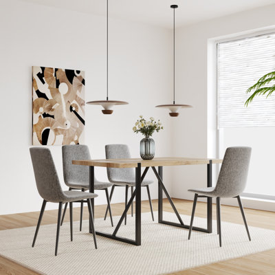 Ensemble de table de salle à manger en bois aggloméré de 55 po et 4 chaises de salle à manger modernes, ensemble de table de cuisine Mid Century