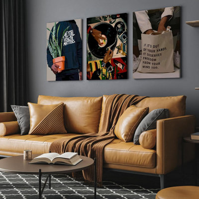 Black Men Wall Art African American Man Canvas Wall Decor Black People Art Posters Music DJ Pictures Fashion Mens Prints Record Painting Artwork For Bedroom Living Room 16X24 Inch Wrapped Canvas 3Pcs