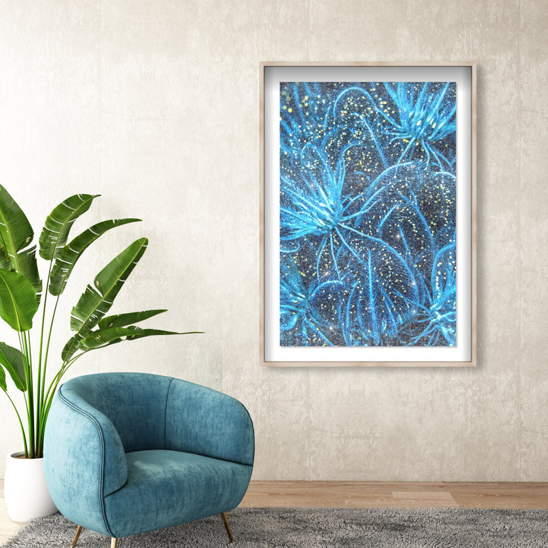 Neon Garden Print by Oliver Gal, 55.5"H x 37.5"W, Natural Oak Shadowbox