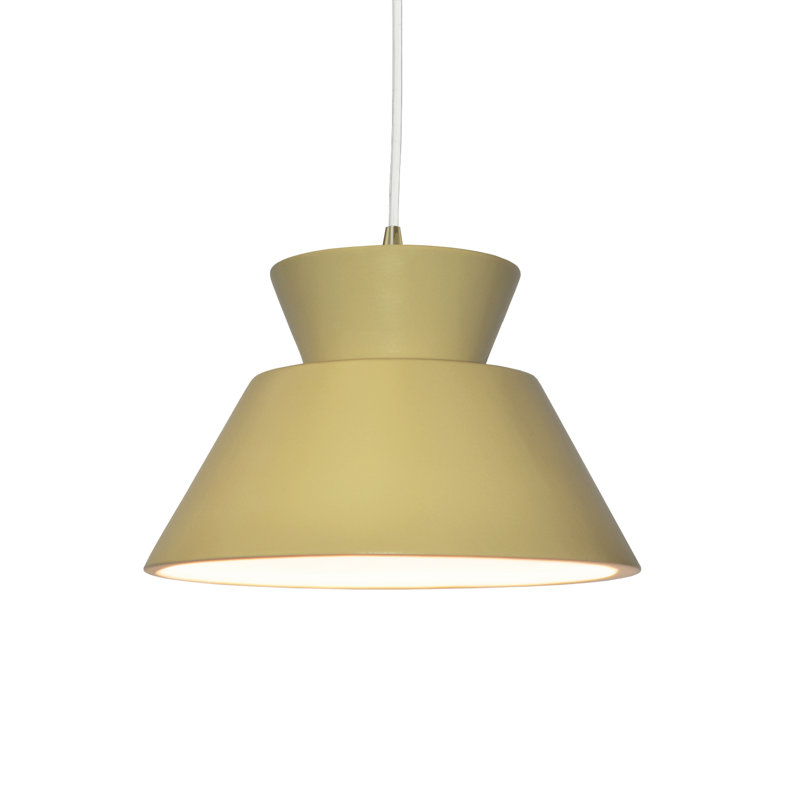 Logan 1 - Light Single Geometric Pendant, Antique Brass/White Cord, LED (Integrated), Muted Yellow