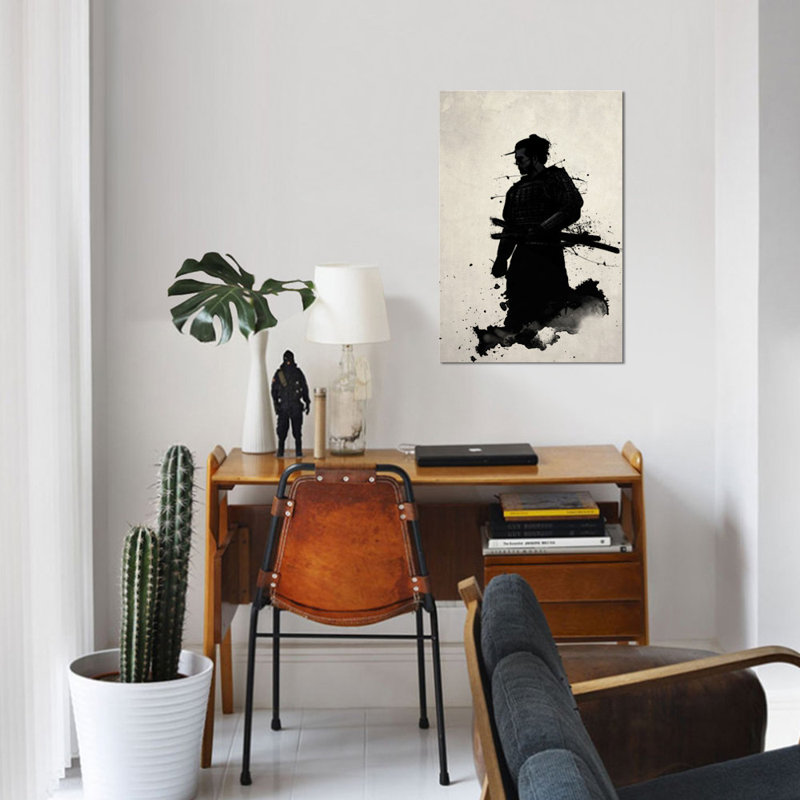 « samurai », impression sur toile, H 18 po x l 12 po x P 1,5 po, Pas de tapis, Toile tendue