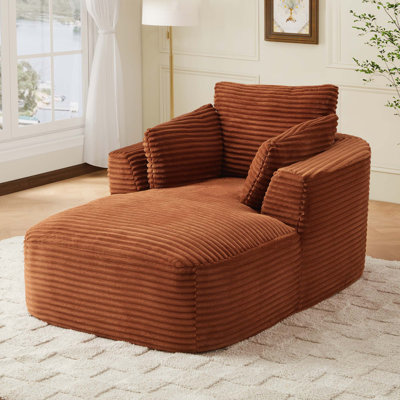 45.3" Indoor Striped Corduroy Chaise Lounge Accent Chair, Compressible Single Sleeper Sofa