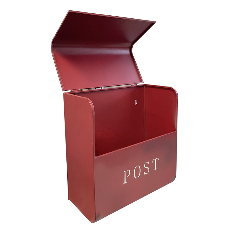 Rustic Red Aluminum Wall Mounted Mailbox with Handle