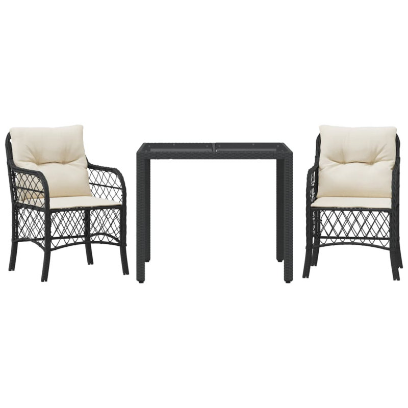 Ensemble bistro avec coussins en polyester Red Barrel Studio®, Crème / noir, H 29,5 po x l 35,4 po x P 35,4 po, 2