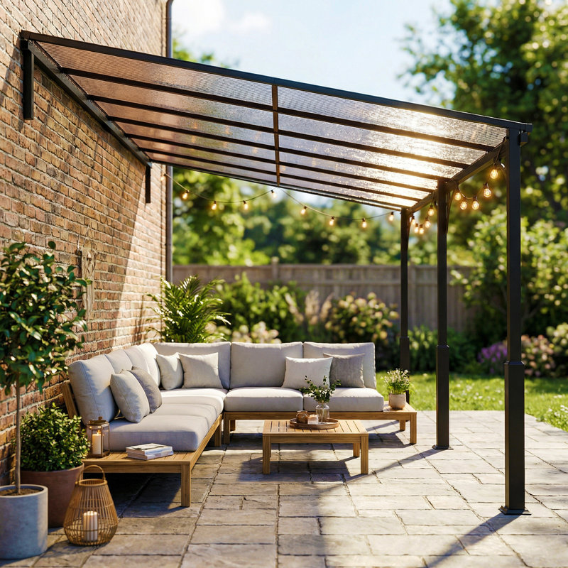 Pergola murale d'extérieur à toit rigide 13 'x 10' Lean to Gazebo