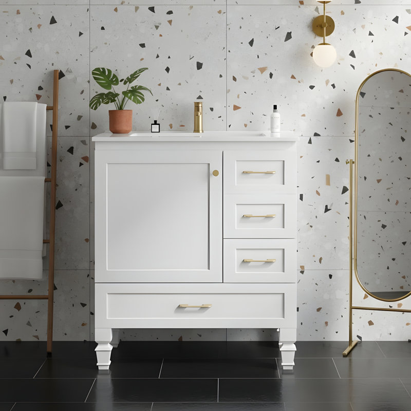 Meuble-lavabo de salle de bain avec lavabo, Blanc