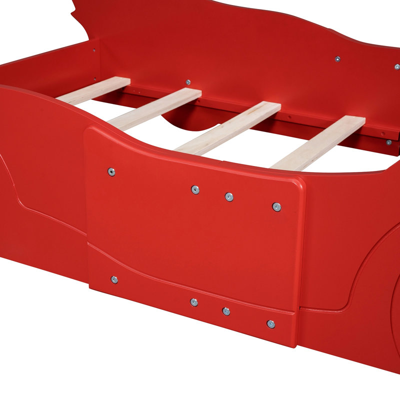 Lit plateforme avec roulettes Race, Rouge, Lit simple