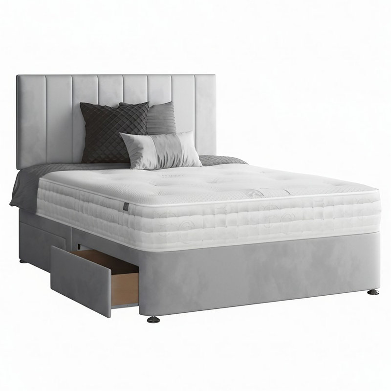 Ohioville Divan Bed Base, 2 Left Drawers, Single (3'), Silver