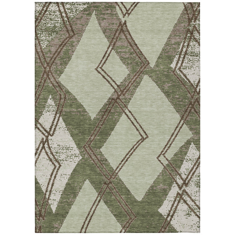 Machine Washable Indoor/Outdoor Chantille ACN2909 Geometric Rug, Celery, 10' x 14'
