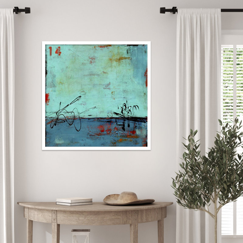 «Blue Bay Marina II» par Mauro, reproduction d'art encadrée sur bois, H 25 po x l 25 po, Blanc