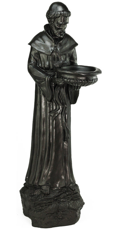 Statue de jardin en bronze 23,5 po St. Francis of Assisi, Marron foncé