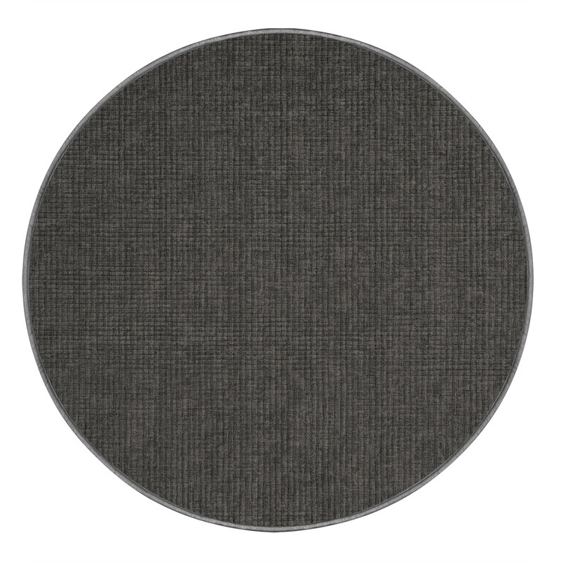 Machine Washable Solid Grey Area Rug, Round 4'