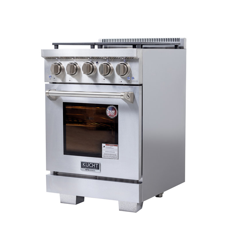 24 in. 2.5 cu. ft. Propane Gas Range and Convection Oven in Stainless Steel with True Simmer Burners, Liquid Propane
