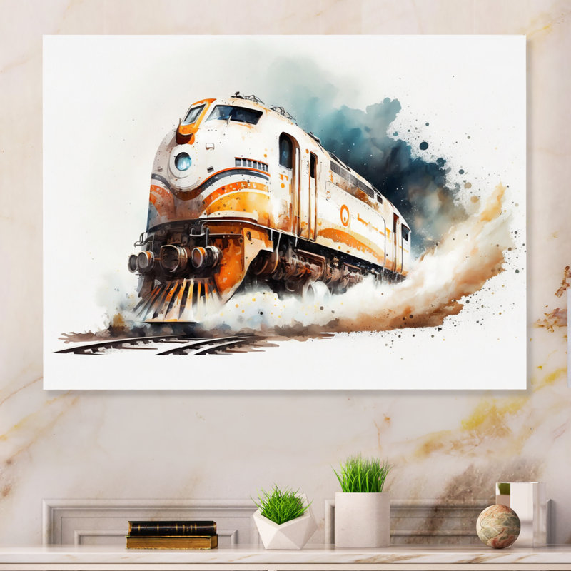Train sur les rails, impression sur métal, H 24 po x l 32 po x P 1 po