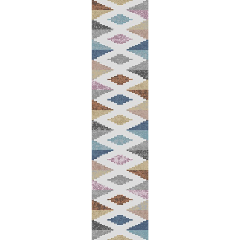 Cherrel Geometric Machine Woven Polypropylene Area Rug in Gray/Yellow/Blue, Runner 2'3" x 7'7"