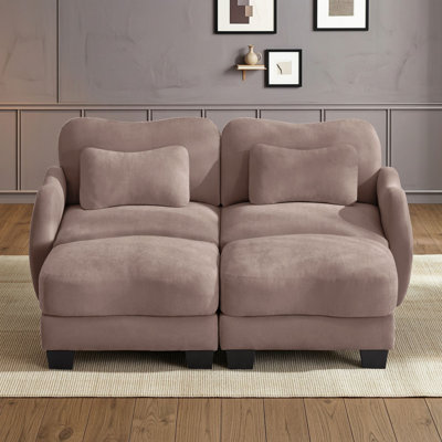 Canapé à deux places incurvé avec pouf amovible