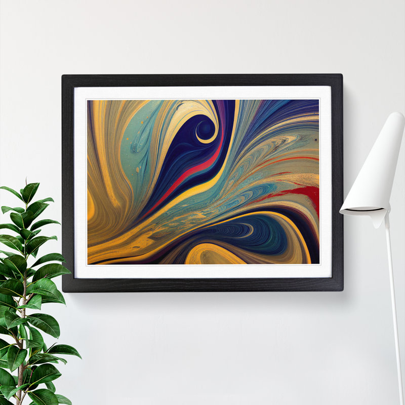 Abstract Marbling Art Vol.4 - Framed Print, Black, 46cm H x 64cm W x 2cm D